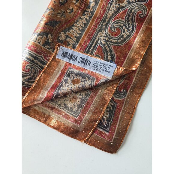 Vintage Bronze Gold Paisley Scarf - Picture 2 of 5